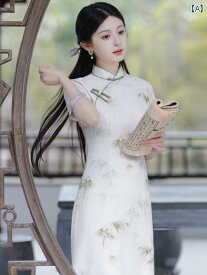チャイナ ドレス コスプレ パフォーマンス 撮影 衣装 レトロ 中華風 優しい 女子 夏 中華風 傾斜 胸 プレート バックル ドレス
