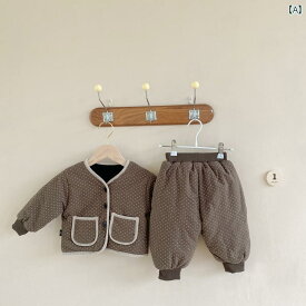 ベビーウェア かわいい 冬 幼児 韓国 水玉 綿 コート セット 100日 ベビー用 暖かい キルティング 肥厚 ツーピース コート