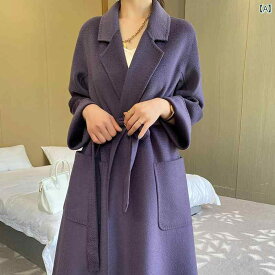 アウター レディース ナイトガウン ウォーター リップル ウール コート 女性 ハイエンド 韓国 両面 ウール コート ロング