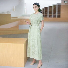 チャイナドレス レディース 清楚 新 中華風 婦人服 夏新 ジャカード 半袖 日常 チャイナ ドレス