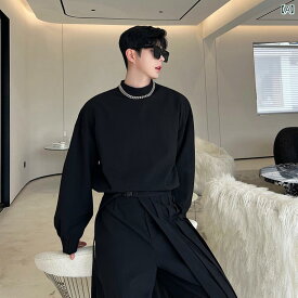 キャットウォーク ファッション カジュアル スーツ メンズ 韓国 ラウンドネックカーディガン スーツ 伝統的 スカート 3 点 セット