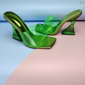サンダル レディース ファッション カラフル クリスタル ハイヒール スリッパ 透明 ヒール カラフル PVC スリッパ