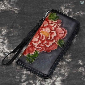 レディース 革 長財布 ハンドバッグ 最上層 牛革 財布 手 こり 色 カジュアル レトロ ジッパー 携帯 電話 バッグ