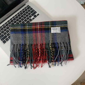 マフラー チェック柄 スカーフ 女性 韓国 冬 暖かい レトロ タッセル 学生 スカーフ