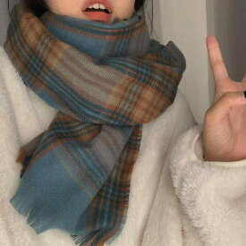 マフラー 英国 シンプル レトロ イミテーション チェック柄 スカーフ 女性 秋冬 学生 暖かい スカーフ