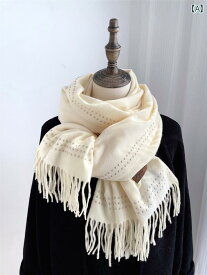 マフラー 女性 韓国 スタッズ 無地 タッセル スカーフ ショール 兼用 女性 冬 暖かい ロング スカーフ