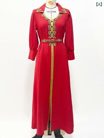レディース ファッション エスニック 小さい ロング ドレス 花柄 ステッチ 中東 ドバイ アラビア