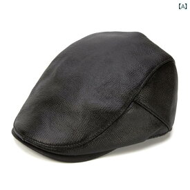 ハンチング帽 おしゃれ 秋冬 ソリッドカラー PU レザー メンズ ピーク キャップ シンプル 個性的 韓国 ベレー 帽