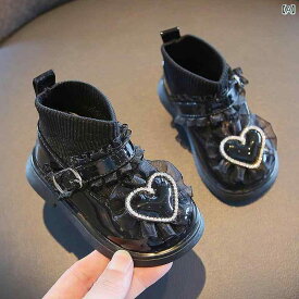 ブーツ キッズ 女児 赤ちゃん プリンセス 革靴 ベビー ソフト ソール 幼児 靴 女の子 韓国 ショート ブーツ 子供 シングル シューズ 靴下 靴