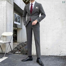 メンズ フォーマルスーツ ビジネス カジュアル 韓国 スリム 英国 無地 スーツ 男性 新郎 ウェディングドレス