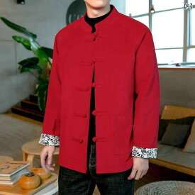 中華風 レトロ スタンドカラー ディスク ボタン 綿 コート メンズ 中国 唐 スーツ大 サイズ 漢服 綿 コート メンズ エスニック 綿 コート ジャケット