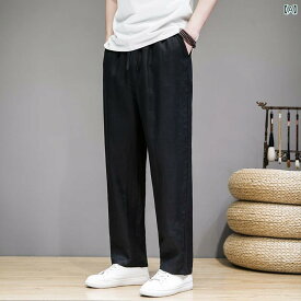 メンズ 中華風 ライト リネン ズボン パンツ 夏 ストレート パンツ カジュアル パンツ