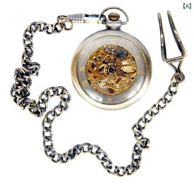 コスプレ アクセサリー 撮影 小道具 レトロ 銅 透明 ボトム ムーブメント 時計 チェーン メンズ 紳士 機械式 時計 懐中 時計