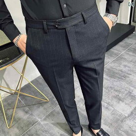 スラックス メンズパンツ スリムフィット ビジネス フォーマル カジュアル パンツ 小さい 足 夏 ハイエンド スーツ パンツ 男性用