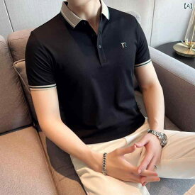 メンズ トップス シルケット コットン 半袖 ポロシャツ 刺繍 T シャツ 夏 冷感 スリム フィット ライト ビジネス ポロシャツ