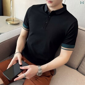 メンズ トップス 夏 カジュアル ポロシャツ 黒 半袖 T シャツ スリム フィット ビジネス 冷感 通気性 ポロシャツ