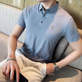 メンズ トップス 夏 ポロシャツ 半袖 4 方向 弾性 スリム フィット ビジネス T シャツ シームレス 冷感 クール 通気性