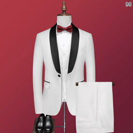 メンズ 白 スーツ 高級感 ビジネス スリム 新郎 結婚式 フォーマルドレス ホスト ドレス 韓国 スーツ ジャケット