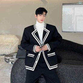 メンズ 韓国 秋冬 黒白 対照的 色 エレガント スーツ レディース クラス 制服