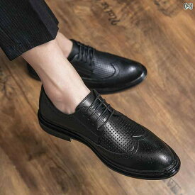 革靴 紳士靴 レザー シューズ メンズ 夏 通気性 メンズビジネス スーツ カジュアル シューズ ブラック 英国 身長 増加