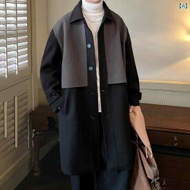 メンズ コート おしゃれ アウター 秋冬 軽量 成熟 スプライシング 対照的 英国 レトロ 紳士 ウール コート 韓国 厚手 ウール コート