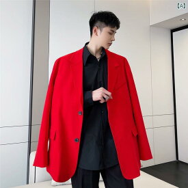 スーツ ジャケット メンズ 早春 中国 赤い スーツ ジャケット 2 ボタン 干支年 ビッグ レッド スーツ ステージ 着用 ジャケット