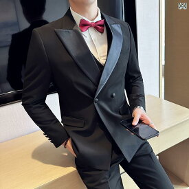 メンズ 新郎 スーツ ウェディングドレス タキシード スリム 司会 ホスト スーツ スリム ブリ ティッシュ 高級感