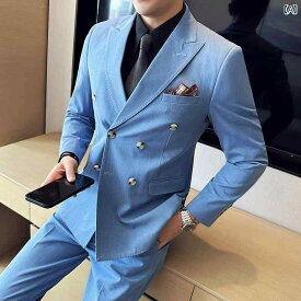 メンズ スーツ ウェディングドレス 新郎 スーツ プロ フォーマル ビジネス カジュアル 韓国 スリム スリーピース スーツ