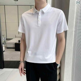 ポロシャツ メンズ 夏 薄氷 シームレス テープ 半袖 スリム ソリッドカラー ファッション カジュアル T シャツ