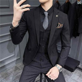 メンズ 秋 スーツ スリーピース スリムフィット 韓国 ビジネス カジュアル スーツ 大きめ サイズ 新郎 ウェディングドレス