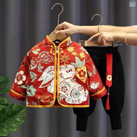 1歳 ドレス 男の子 ベビー 唐 スーツ 子供 中華風 冬 厚手 お祝い 漢服 正月