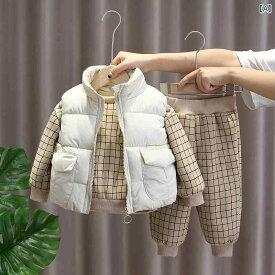 男の子 服 幼児 ベルベット スーツ スタイリッシュ 韓国 冬服 ベビー 冬用 ベスト 3点 セット