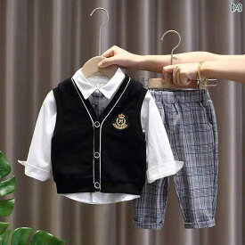 男の子 秋 ベビー カレッジ スーツ 1歳 ドレス 子供 韓国 スリーピーススーツ