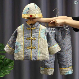 1歳 ドレス 男の子 赤ちゃん 漢服 男の子 新年 挨拶 ドレス 冬 子供 中華風 唐服 ベルベット 新年 ドレス