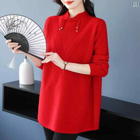 レディース おしゃれ ワンピース 大きいサイズ シャツ ドレス 干支 女性 秋冬 真っ赤 セーター ドレス