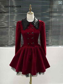 レディース ワンピース クリスマス シャツ 赤 エレガント ドレス 女性 冬 ショート スカート フランス ファッション 小さい ドレス スカート