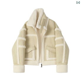 レディース ファッション 美しい かわいいる ラムウール 厚手 コート 秋冬 ショート ジャケット コットンジャケット