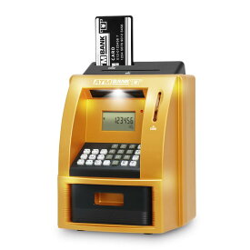 YSN ATMバンク | BANK 残高 自動計算 時刻表示 アラーム 電卓 目標額の設定が可能 サウンド搭載 硬貨 自動識別 パスワード カード ダブルセキュリティー 多機能 ATM型 貯金箱