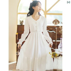 レディース ワンピース かわいい フォレスト フレンチ スーパー フェアリーホワイト ドレス 秋 女性 ユニーク スカート 子供 ロング スカート