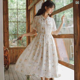 レディース ワンピース かわいい フラワー 花柄 ドレス 夏 フォレスト フェアリー スカート 優しい フレンチ ロング スカート