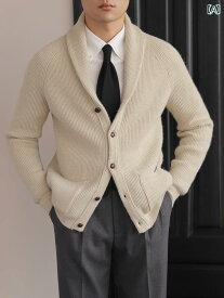 メンズ カジュアル フルーツ カラー セーター 冬 ビジネス 紳士 カーディガンジャケット 厚手 暖かい ゆったり セーター