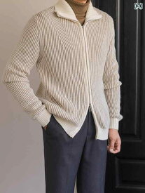 メンズ カジュアル ウール セーター ジャケット レトロ ビジネス 長袖 暖かい タートルネック カーディガン セーター