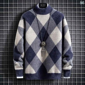 メンズ ベルベット セーター 厚手 暖かい 冬 中学生 高校生 ミディアム ハイネック ぴったり フィット レイヤリング セーター
