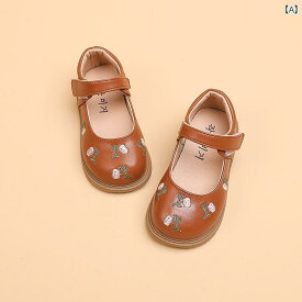 子供 韓国 小さい 革靴 ガールズ ベビー ソフト ソール 柔らかい 表面 プリンセス シューズ 春 少女 刺繍 靴