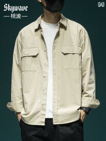 カジュアル シャツ メンズ トップス 春 長袖 シャツ 和風 シティ ボーイ ゆったり 大きいサイズ 快適 ジャケット