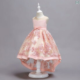 テール ドレス 子供用 ソフト ガーゼ プリンセスチュチュ スカート かわいい スカート フラワーガール ウェディングドレス 立体 刺繍