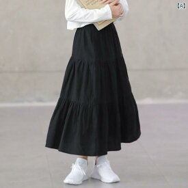 母娘 おそろい 服 女の子 ガールズ ロング スカート 綿 黒 芸術的 レトロ スカート 中 大型 子供用 ケーキ スカート 親子 aライン スカート