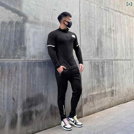 メンズ マッチョ コットン フィットネススポーツ スーツ 伸縮性 カジュアル スタンドカラー ゆったり ランニング トレーニング 服 服