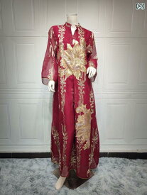 エスニック ローブ 民族衣装 中東 シンガポール ヴィンテージ レッド スパンコール パーティー ドレス スカート シンガポール レディース レディース 刺繍