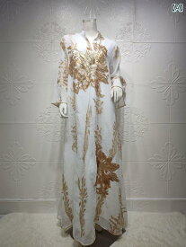 エスニック ワンピース 体型カバー レディース ドレス カザフスタン 女性 ドレス 夏 ファッション スパンコール 中東 女性 ドレス